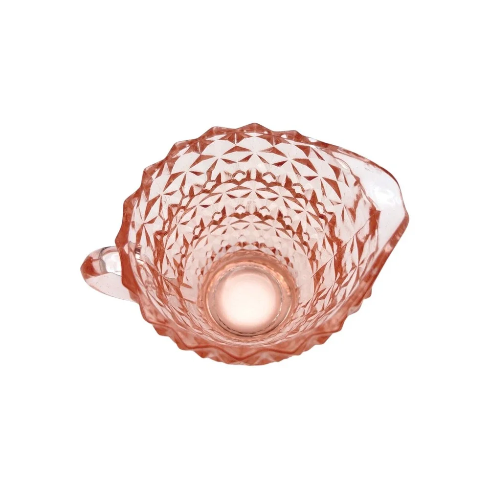 Vintage Jeannette Glass Pink Depression Glass Buttons & Bows Creamer Pitcher